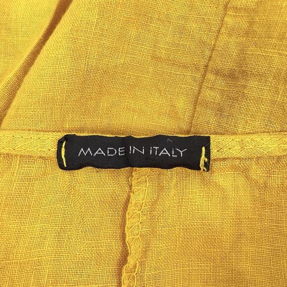 Made In Italy Womens Linen Tunic Top‎ Plus Size 3X Yellow Lagenlook Beach Summer - Picture 7 of 12